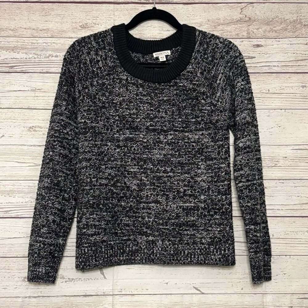 Merona Black White‎ Knit Sweater Medium